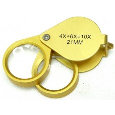Лупа ювелирная 4х, 6х, 10х d=21 мм, двойная, Золото